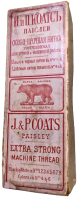 MAPKA J.&P. COATS PAISLEY EXTRA STRONG MACHİNE THREAD BEAR KARTON ETKETLİ OSMANCA YAZILI DİKİŞ İPLİGİ KAPAKLI KUTU