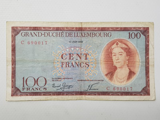 1956 LÜKSEMBURG 100 FRANK KAĞIT PARA - NADİR
