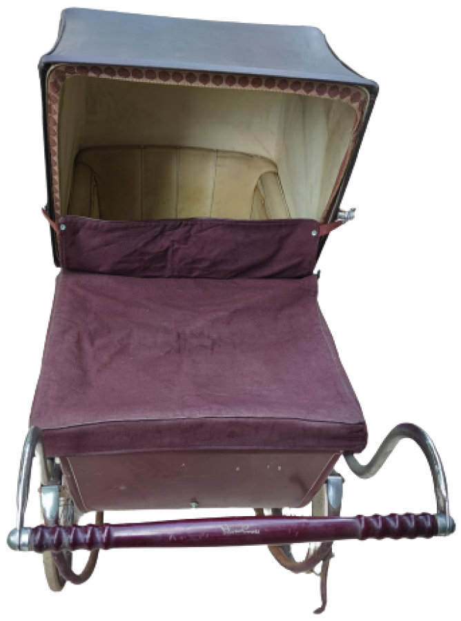 thumb1940 SİLVER CROSS LUXURY BABY COACH MADE IN ENGLAND BORDO RENK METAL EKSİKSİZ COCUK ARABASI