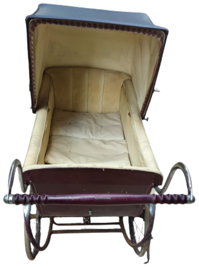 thumb1940 SİLVER CROSS LUXURY BABY COACH MADE IN ENGLAND BORDO RENK METAL EKSİKSİZ COCUK ARABASI