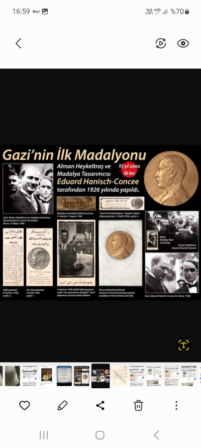 thumbOSMANLICA GAZİ MUSTAFA KEMAL İMZALI BÜYÜK BOY ATATÜRK MADALYON